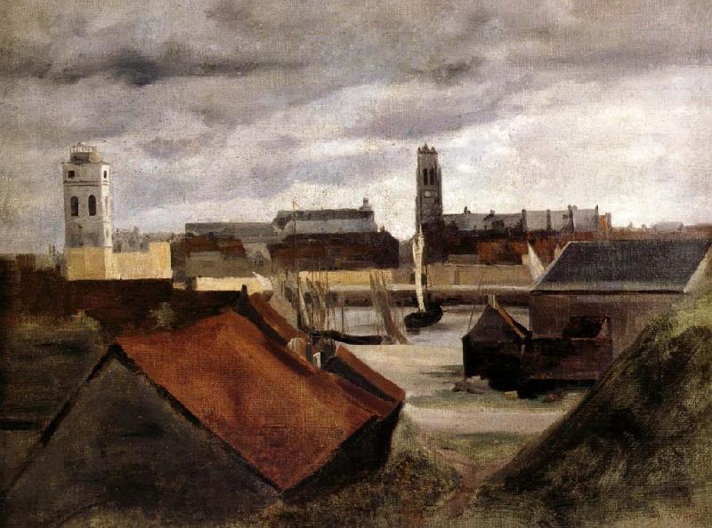 Corot Camille Dunkerque,les bassins de peche oil painting image